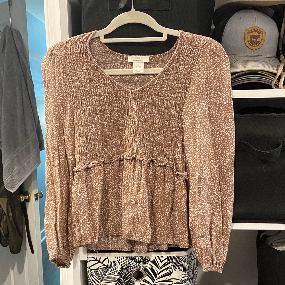URBAN Romantics V-Neck Brown Blouse